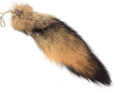 Real Fox Tail Fur Keychain Clasp Fashion Charm Cosplay Toy () Red & Thin