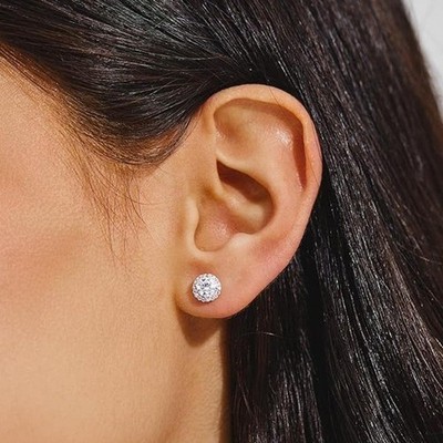 Women's Zircon Stud Earrings Hypoallergenic Copper Ear Studs Jewelry Gift Idea