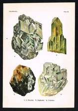 1911 Celestite Anglesite Barytes Antique Mineral Print – Original Plate 20