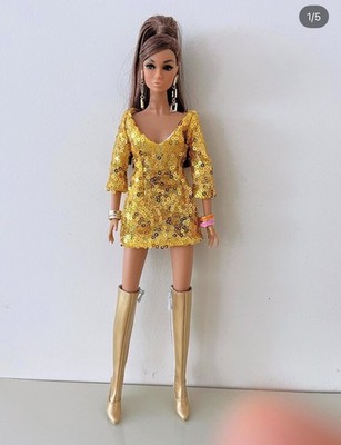 Poppy Parker DESERT DAZZLER 12'' redressed doll with gold sequin/boots/earrnings