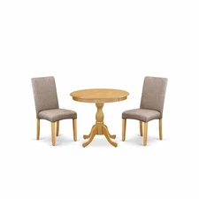 AMDR3-OAK-16 3 Piece Dining Table Set - 1 Pedestal Dining Table and 2 Dark...