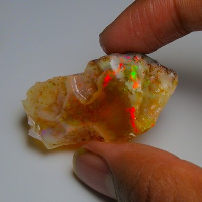 Ethiopian Oil Opal Specimen  74.05  cts Natural Rough Gemstone - Fire Opal Roug