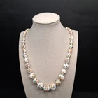 Vintage Milkglass Whit Multicolor Floral Design Beads Necklace. 17.381
