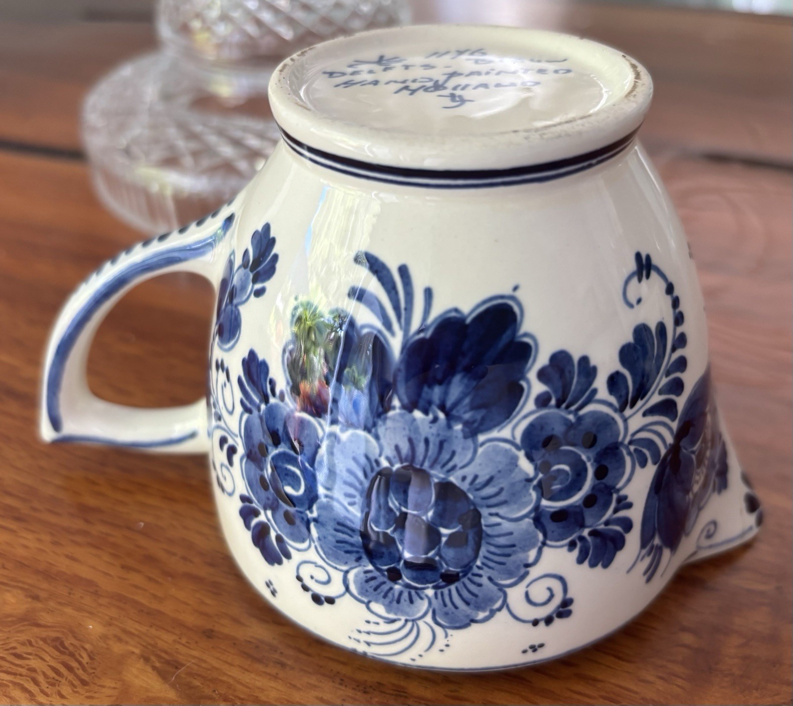 Vintage Delft Blue Delfts Blauw Creamer & Covered Sugar, Holland, Signed