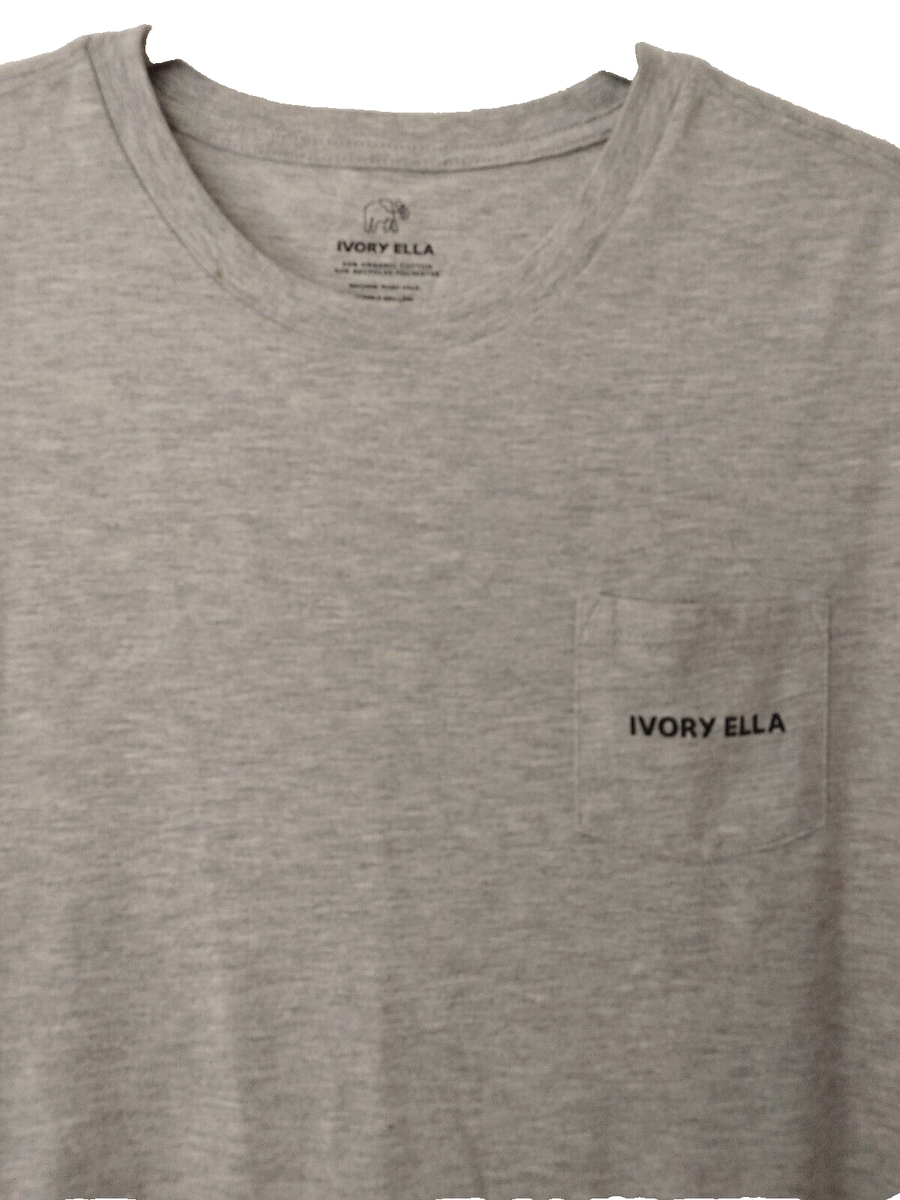 Ivory Ella Long Slv T-Shirt Front Pocket Logo, Back Graphic Gray