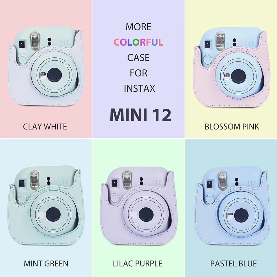 For Fujifilm Instax Mini 12 Camera Case PU Leather Bag Cover with Shoulder Strap - Image 2 of 4