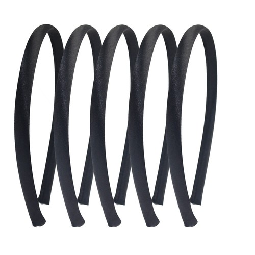 50 Black Plastic Headband Covered Satin Hair Band 9mm for DIY Craft