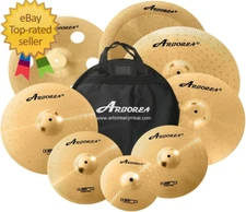 Cymbal Pack for Drum 8 Pcs Super Polishing Cymbals Set Brilliant Gold Hero Serie