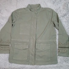 FDJ Jacket Womens M Green Shacket Lightweight Snap Up Pockets French Dressing