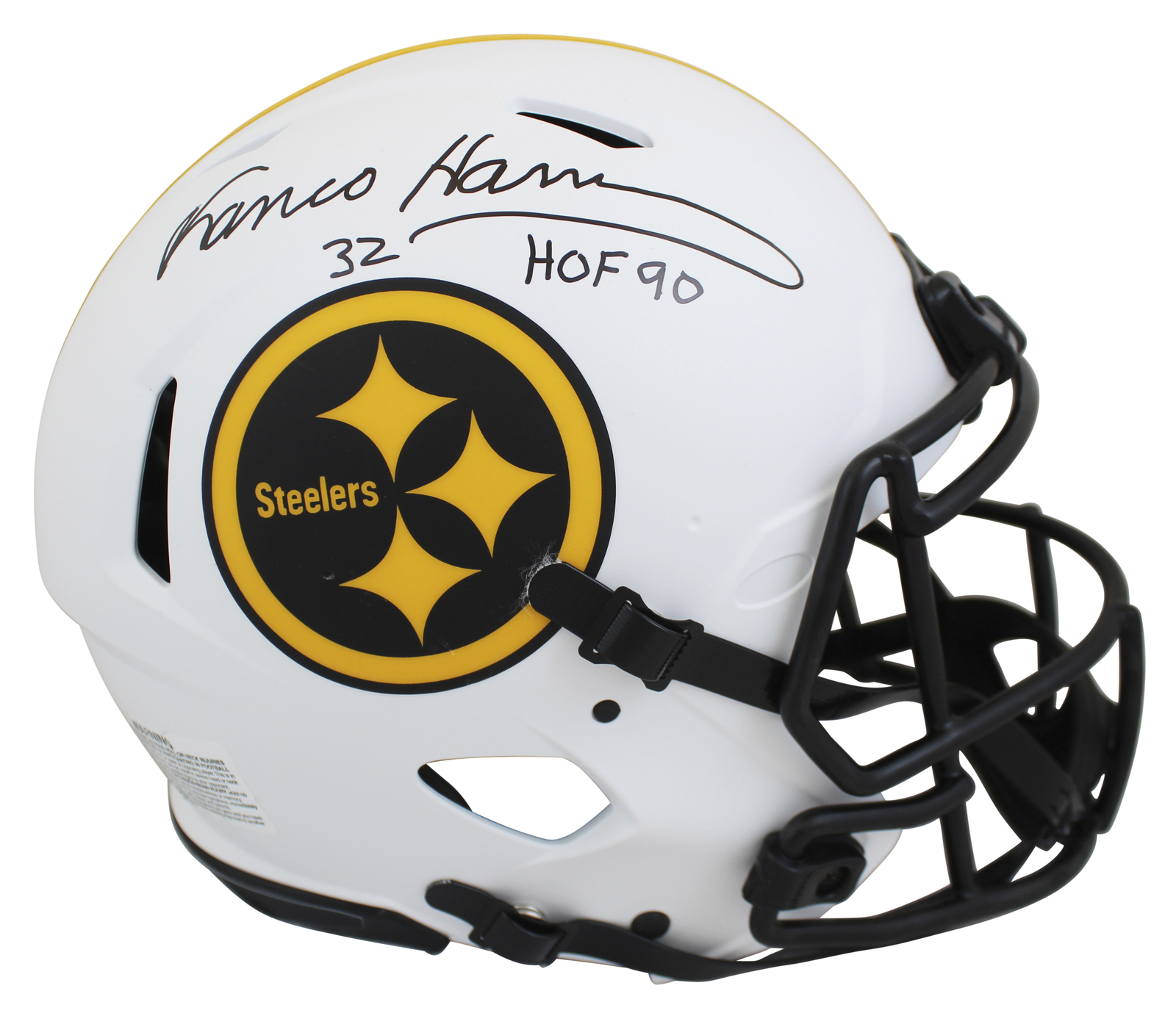 Franco Harris Autographed Signed Steelers "HOF 90" Lunar F/S Speed Proline Helmet Beckett Wit 