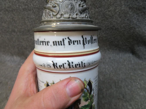 WWI IMPERIAL GERMAN ARMY COMMEMORATIVE BEER STEIN-5TH DRAGOONS-NAMED - Picture 10 of 17