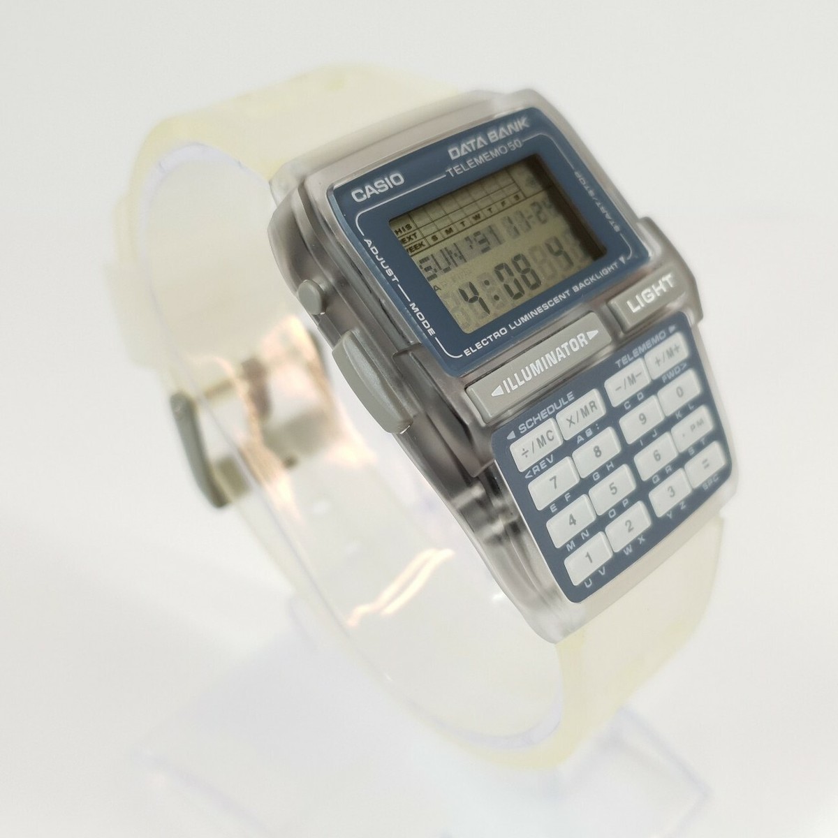 NOS CASIO DBC-63 DATA BANK TRANSPARENT CALCULATOR VINTAGE DIGITAL