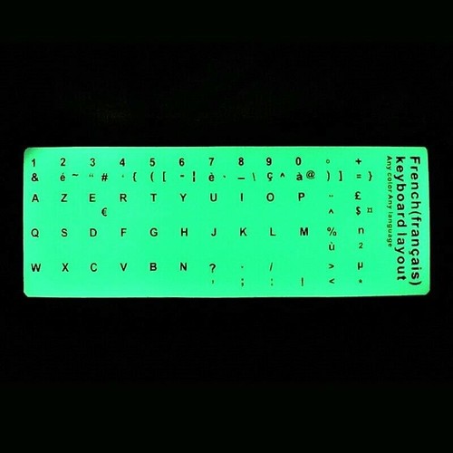 Stickers Touche Autocollant Azerty Clavier Français- NOIR, BLANC, PHOSPHORESCENT - Bild 4 von 6