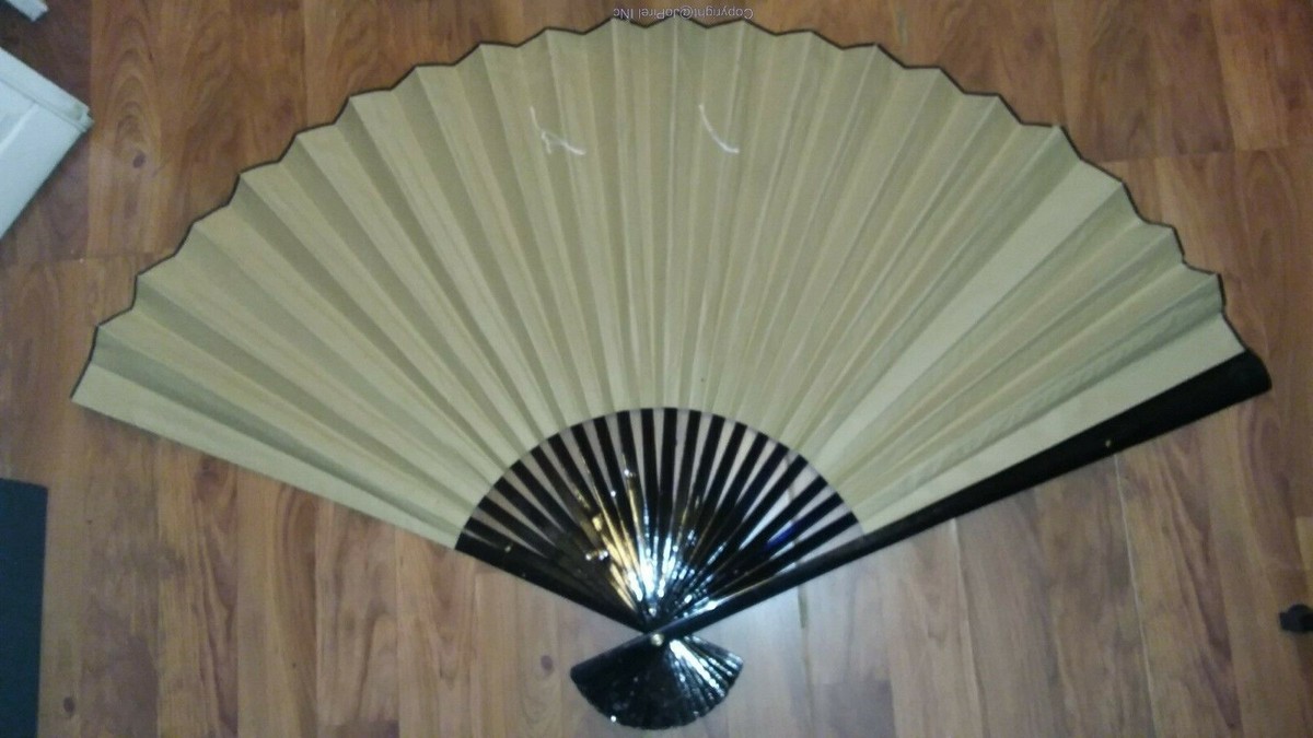 Antique Japanese Designer 22 Section Folding Fan 35in | eBay