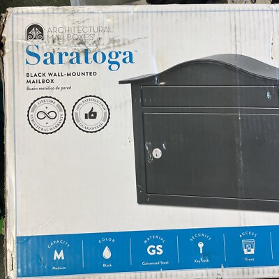 Architectural Mailboxes Saratoga Black Medium Steel Locking Wall Mount Mailbox