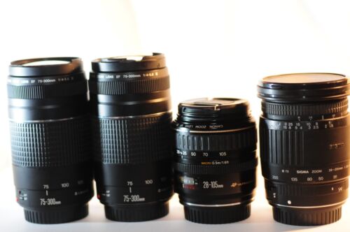 4 FOUR Canon EF lenses ISSUES PARTS REPAIR 2 75-300mm 28-105mm USM Sigma 28-200