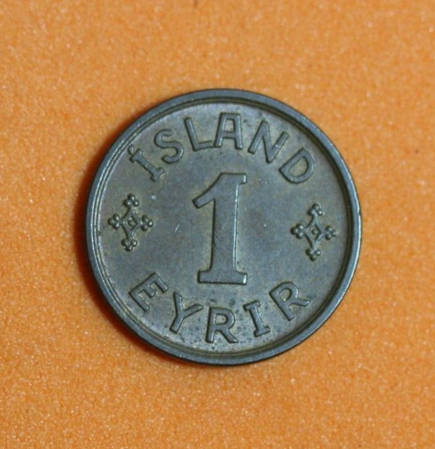 Island 1926 1 Eyrir Kupfer Foil Coin Rare German Card #P02936