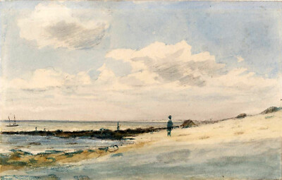 Oil painting impression landscape Between-Folkestone-and-Sandgate-John-Constable