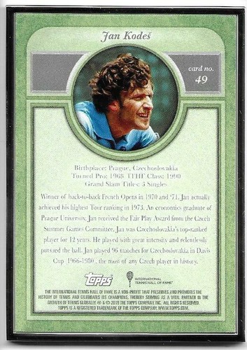 2020 Topps Transcendent Collection Hall of Fame Tennis #49 JAN KODES 42/50 - Picture 2 of 2