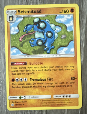 Seismitoad 117/236 Non Holo Rare Cosmic Eclipse Pokemon TCG Card
