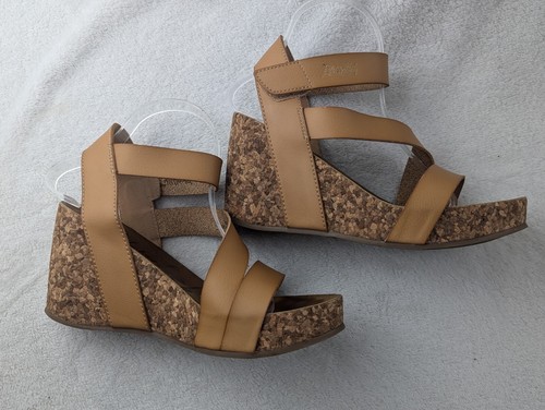 Lindas sandalias de cuña de corcho de cuero vegano tostado Blowfish para mujer 8,5 - Imagen 10 de 15