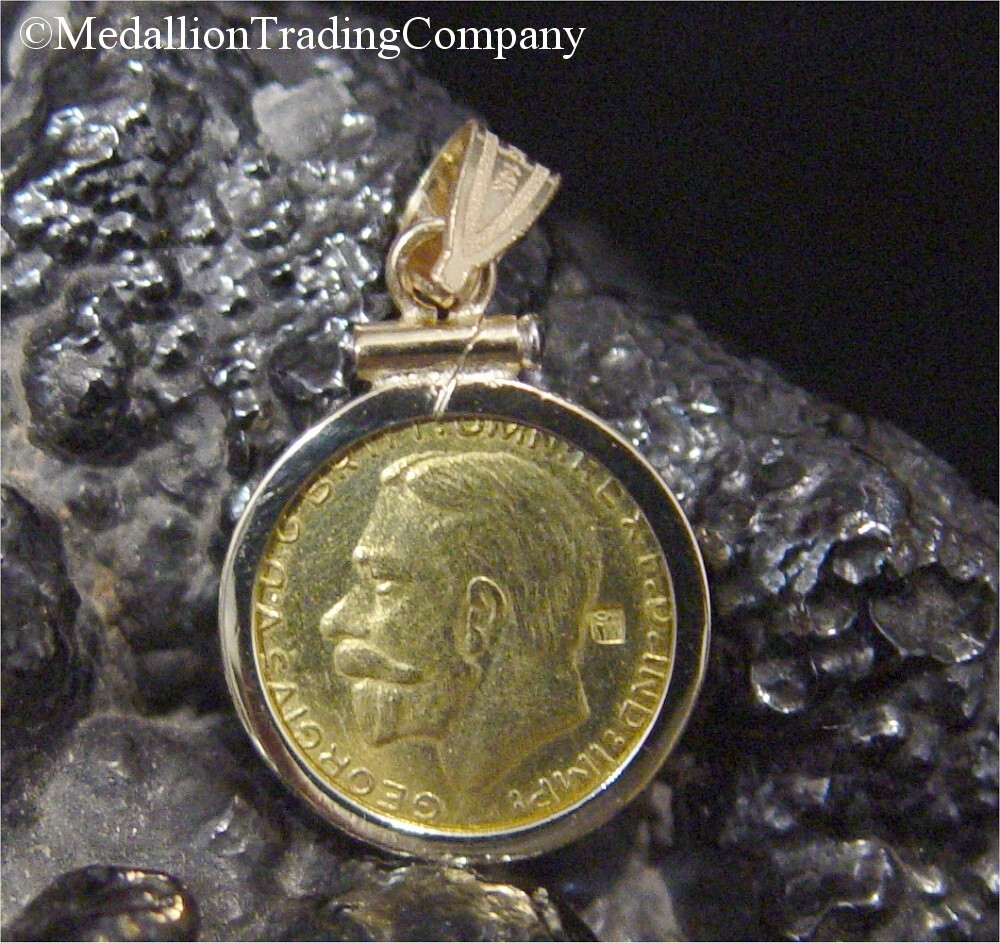 14k Replica King Saint George Sovereign Dragon Coin Reversible Screw Top Pendant