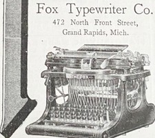 FOX TYPEWRITER CO.Grand Rapids,Mich.Old Office Writing Machine Vtg 1905 Print Ad thumbnail