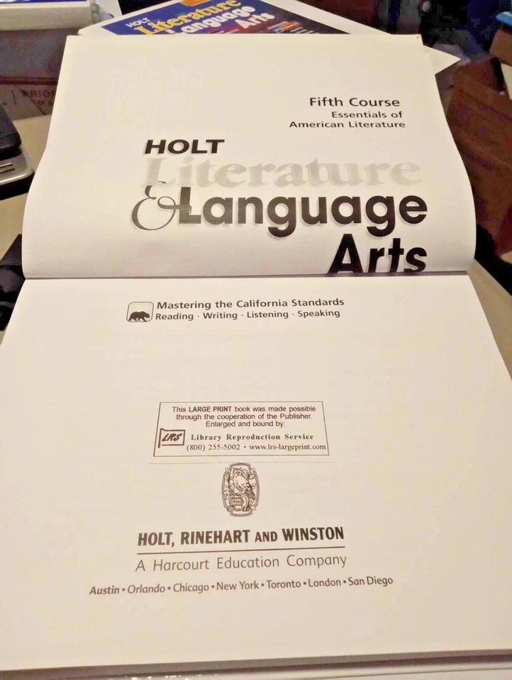 Holt Literature and Language ~ Large Print for the low vision, Hardcover - Image 2 of 4