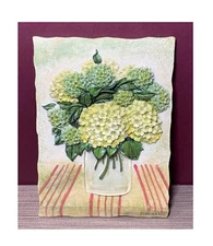VINTAGE DANHUI NAI  3-D ART SCULPTURE WALL PLAQUE -GREENISH HYDRANGEA FLOWER