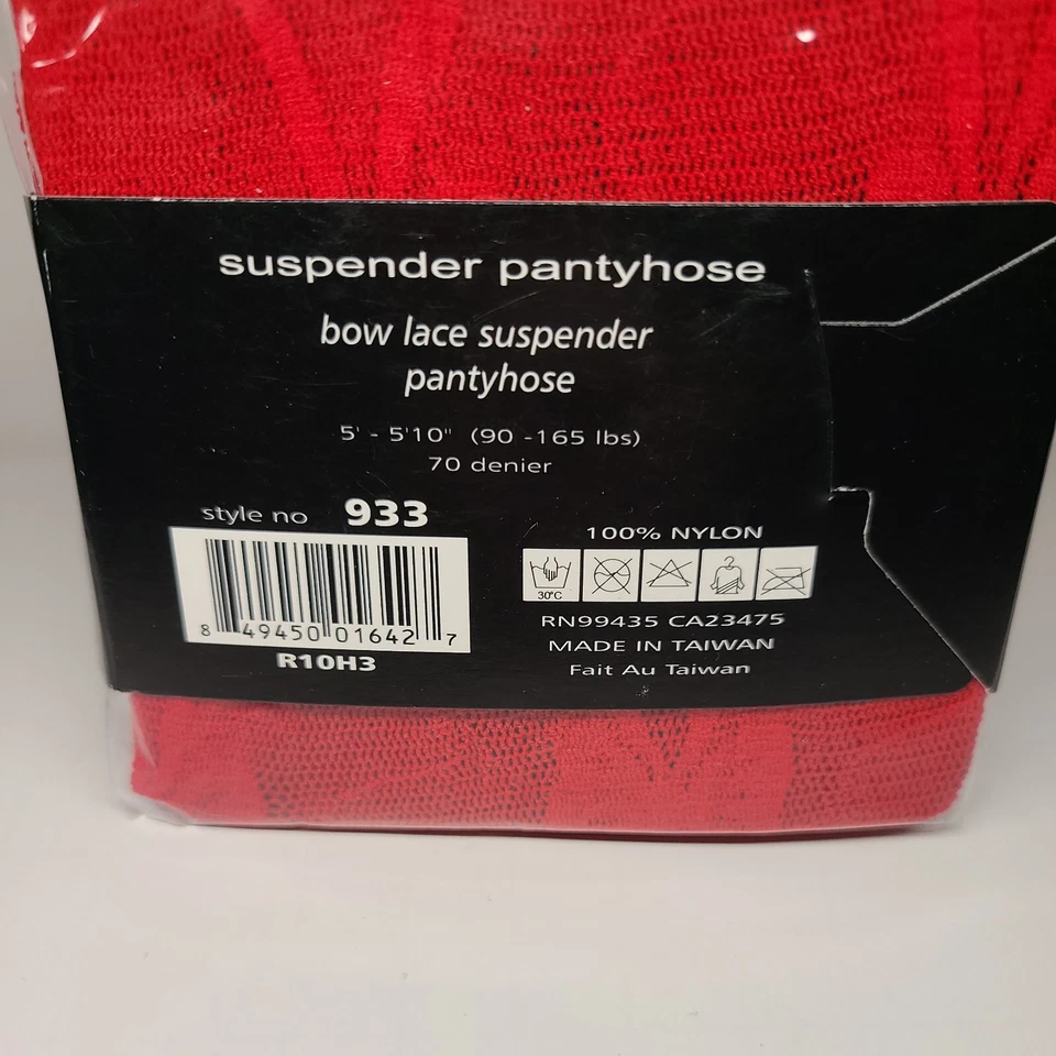 Pantimedias Music Piernas Hoisery Lazo Encaje Tirantes Estilo 933 Rojo Foto 3 de 3