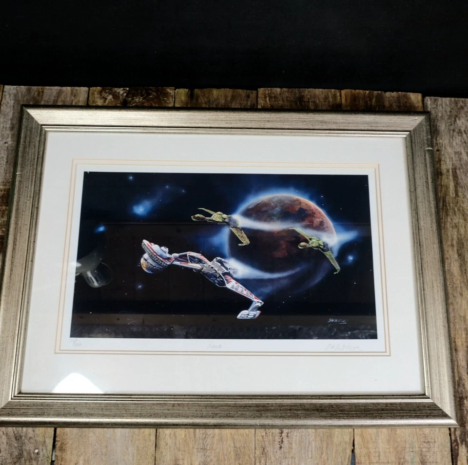 Framed Limited Edition Signed Star Trek Print, 'Attack' G W Hutchins - Image 2 of 4