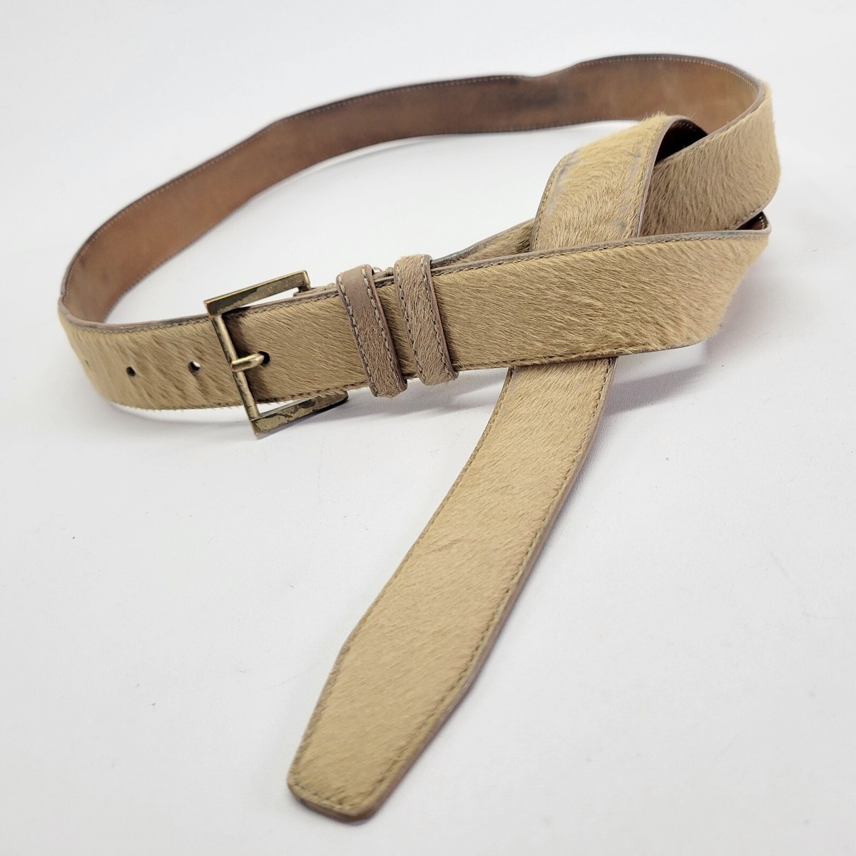Theory Haircalf Belt 30 Leather Long Tail Fur Medieval  display picture 1