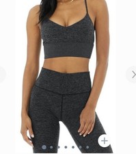 ALO Yoga Lavish Bra Sz L Dark Heathered Gray NWT