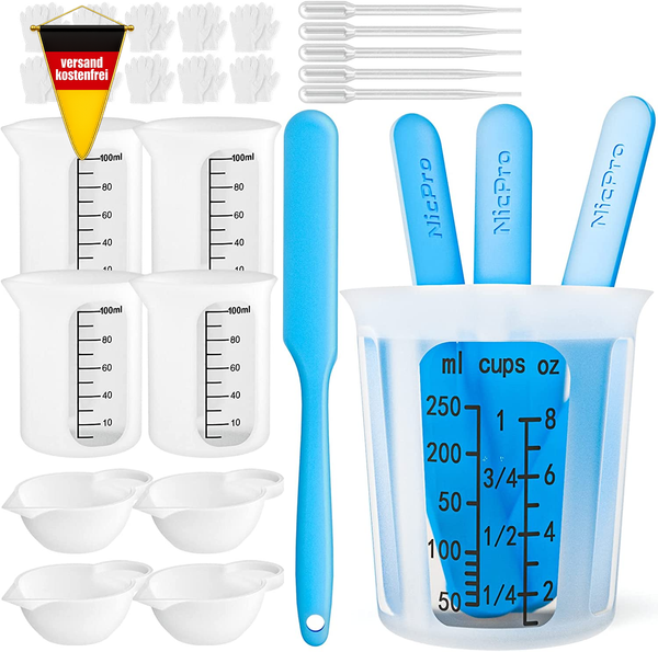 Silikon Messbecher Set FüR Harz Herstellung 250/100 Ml Mischbecher Pipetten-image