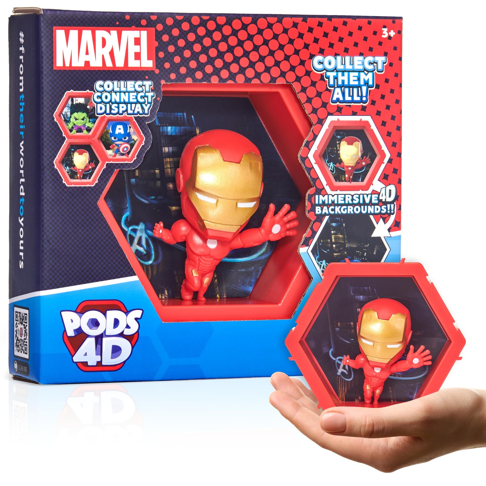 WOW! PODS - 4D Marvel Ironman, Unique Connectable Collectable Bobble-head figure