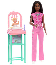 Barbie Baby Doctor Playset with Brunette Doll in Pink Scrubs  Accessories