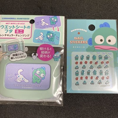 Sanrio Cinnamoroll Hangyodon Wet Wipe Lid Mini & Nail Sticker 2pc Bundle Set