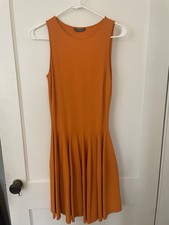 Alexander McQueen Dress Skater Skirt Tank Neckline Orange  Small Made In  Italy