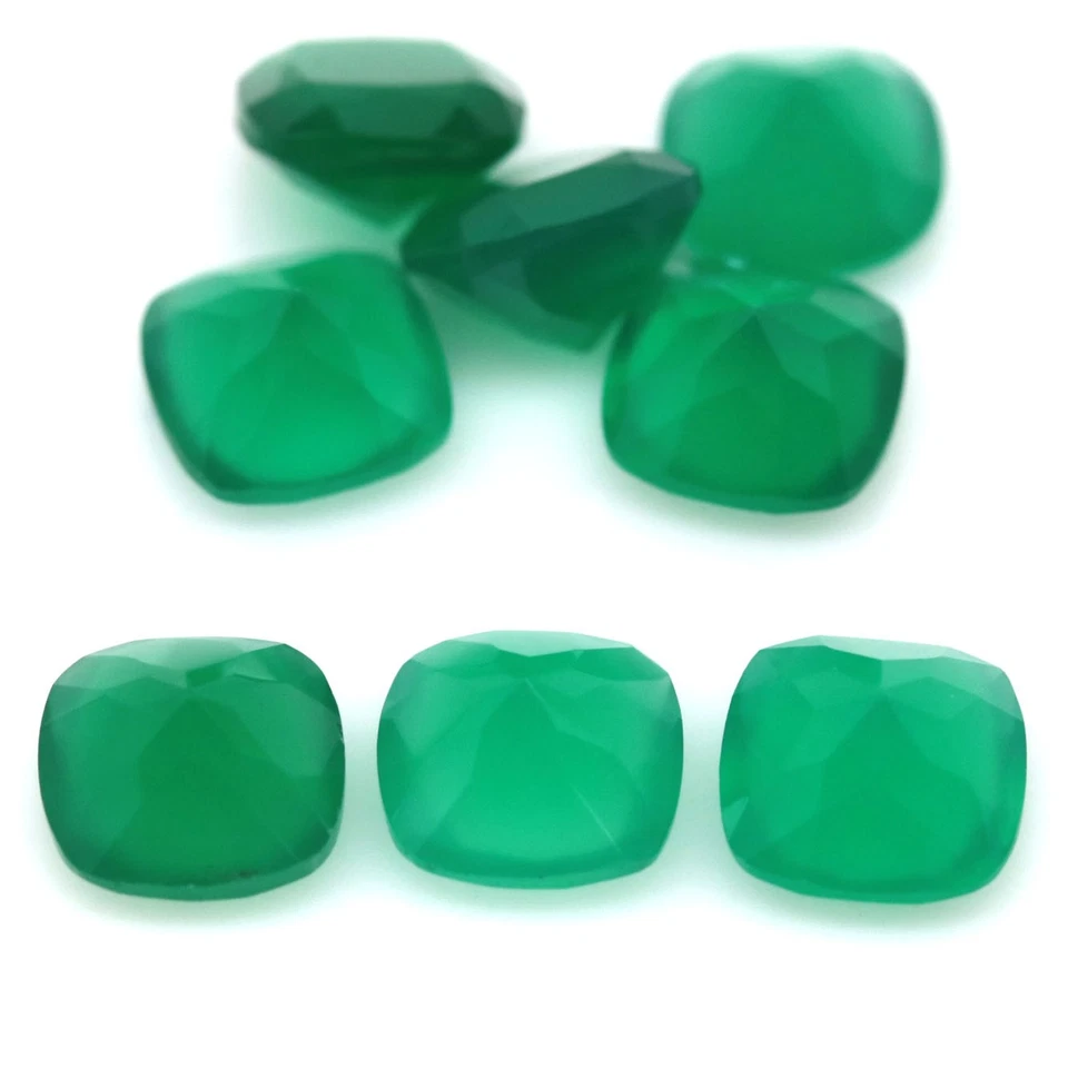 14.97 Ct. Unheated 8Pcs Green Agate Botswana Cushion - Image 3 of 4