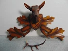 VINTAGE GERMAN CUCKOO CLOCK LARGER WOODEN DEER TOP PARTS NICE