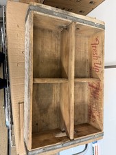 Ancienne boîte caisse en bois soda pop "rafraîchissez-vous avec 7up" originale blanc/rouge