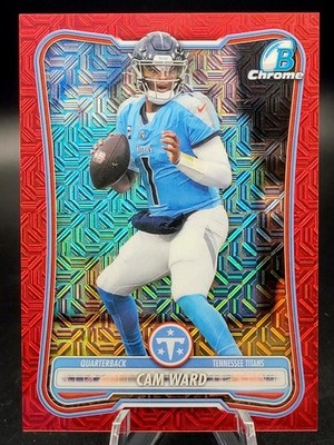 2026 Bowman Chrome Cam Ward BCV-95 Tennessee Titans Red 1/5 Jersey Match 3A