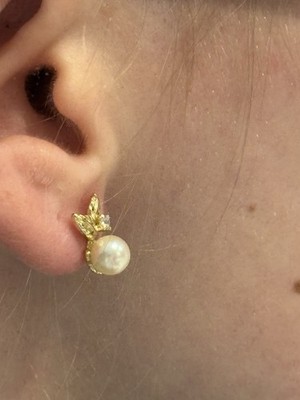 Petite Gold Plated Earrings W/5.2mm Repurposed Mikimoto Pearls