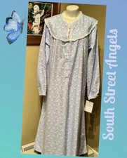 LANZ OF SALZBURG  BLUE COUNTRY DEER   Long FLANNEL V-Neck Nightgown 2X