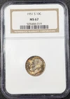 1951-S Roosevelt Silver Dime - NGC MS67 - STUNNING BEAUTIFUL TONING Ships Free!