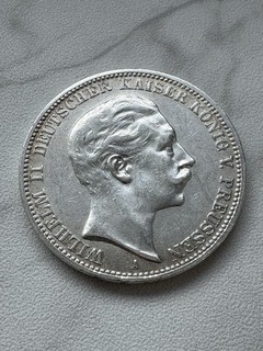 3 Mark Preußen Kaiser Wilhelm II 1910 A Silber