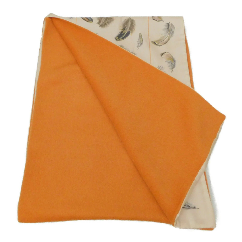 HERMES Feather Pattern Reversible Silk Angora Sca… - image 5