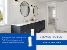 Silver Toilet Paper Holder Stand, Free Standing Toilet Paper Roll Holder