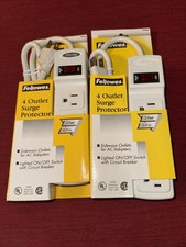 Fellowes 4 Outlet 3 Foot Cord Surge Protector. Pack of 2. New with Tags.