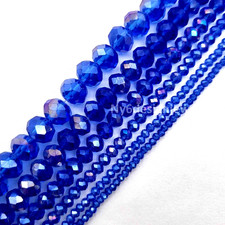 Blue AB Crystal Faceted Rondelles Bead Jewelry Making Supplies 11" Strand